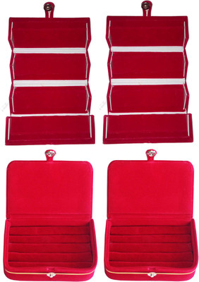 

Funkroo Combo deal 2pc maroon earring folder and 2pc maroon ring vanity box Makeup Vanity Box(Red)