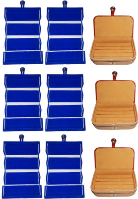 

Funkroo Combo 6 pc blue earring folder and 3 pc ear ring box jewelry vanity box Makeup Vanity Box(Multicolor)