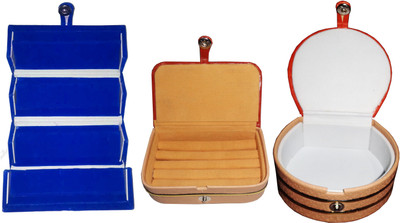 

Funkroo Combo 1 pc blue earring folder 1 ear ring box and 1 pc bangle box jewelry vanity case Makeup Vanity Box(Multicolor)