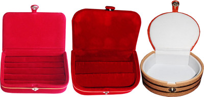 

Funkroo Combo 1 pc red ring box 1 pc red ear ring box and 1 pc bangle box Makeup Vanity Box(Multicolor)