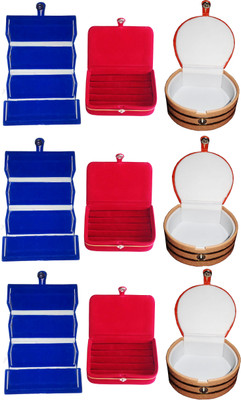 

Funkroo Combo 3 pc blue earring folder 3 red ear ring box and 3 pc bangle box jewelry vanity case Makeup Vanity Box(Multicolor)