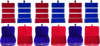 

Funkroo Combo 3 pc blue earring folder 3 pc red ear ring box 3 pc blue ring box and 3 pc red ring jewelry vanity box Makeup Vanity Box(Multicolor)