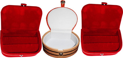 

Funkroo Combo 1 pc red earring box 1 pc red ear ring folder 1 pc bangle box jewelry vanity case Makeup Vanity Box(Multicolor)