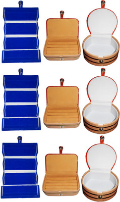 

Funkroo Combo 3 pc blue earring folder 3 ear ring box and 3 pc bangle box jewelry vanity case Makeup Vanity Box(Multicolor)