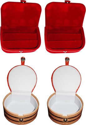 

Funkroo Combo 2 pc red ear ring box and 2 pc bangle box jewelry vanity case Makeup Vanity Box(Multicolor)