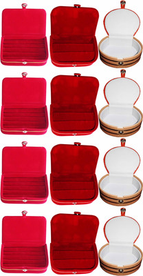 

Funkroo Combo 4 pc red ring box 4 pc red ear ring box and 4 pc bangle box Makeup Vanity Box(Multicolor)
