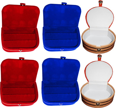 

Funkroo Combo 2 pc blue earring box 2 pc red ear ring folder 2 pc bangle box jewelry vanity case Makeup Vanity Box(Multicolor)