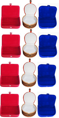 

Funkroo Combo 4 pc red ring box 4 pc blue ear ring box and 4 pc bangle box Makeup Vanity Box(Multicolor)