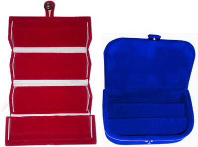

Funkroo Combo 1 pc red earring folder and 1 pc blue ear ring box vanity case Makeup Vanity Box(Multicolor)