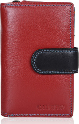 

Calfnero Women Casual Red Genuine Leather Wallet(15 Card Slots), Red multi