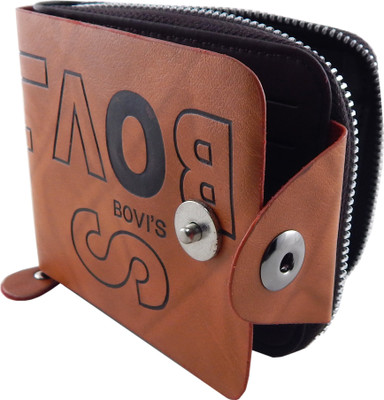 

Bovi'S Men Tan Artificial Leather, Fabric Wallet(8 Card Slots)