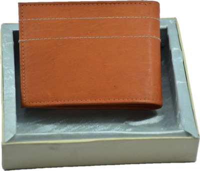

WTFS Men Tan Genuine Leather Wallet(5 Card Slots), Tan brown