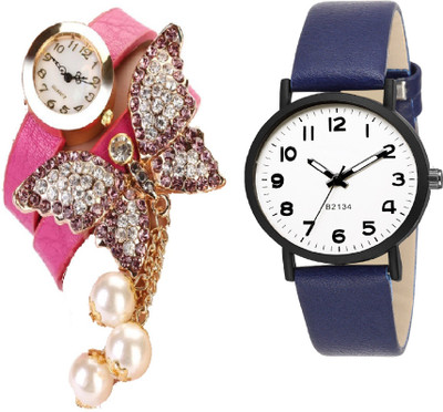 

COSMIC PINK BRACELET watch having BEAUTIFUL BUTTERFLY PENDENT WITH SLIM DIAL B2134 BASICS GIRLS & LADIES CASUAL & PARTY WEAR Watch - For Women