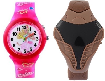 COSMIC brown cobra digital led boys watch with Amazing Light Pink Barbie Kids Watch and Multi Color Light girls Watch  - For Boys & Girls   Watches  (COSMIC)