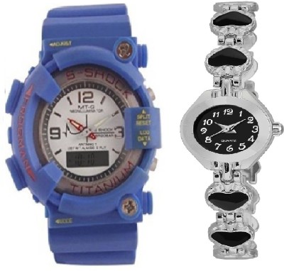 COSMIC blue s shock stylish digital men watch with TS TINY black HEARTS DIVA GLEAM GLORIOUS LADIES bracelet Watch  - For Boys & Girls   Watches  (COSMIC)