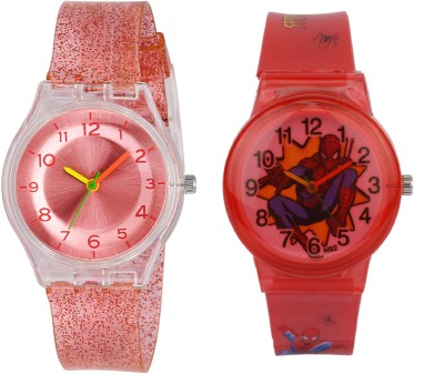 COSMIC THE SPIDERMAN CARTOON PRINTED DIAL BOY WATCH WITH XYZ-SPARKLING DARK PINK FEATHER OR LIGHT WEIGHT KIDS Watch  - For Boys & Girls   Watches  (COSMIC)