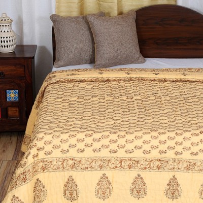 45 Off On Ethnic Rajasthan Floral Double Quilt Cotton Mustard