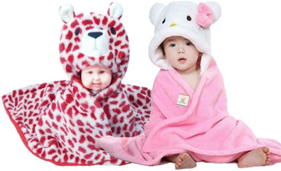 

BRANDONN Animal  Hooded Baby Blanket(Fur, Red, Pink, Pink;red