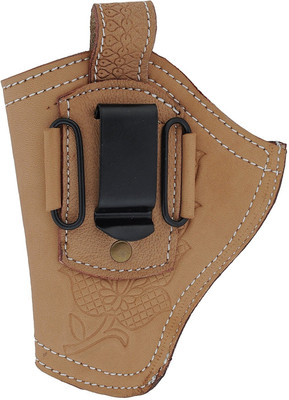 

Purwanchal PU 32 Bore Pistol/Revolver Printed Clip Cover, 15 cm x 12 cm Goat Leather(Cream) Key Chain