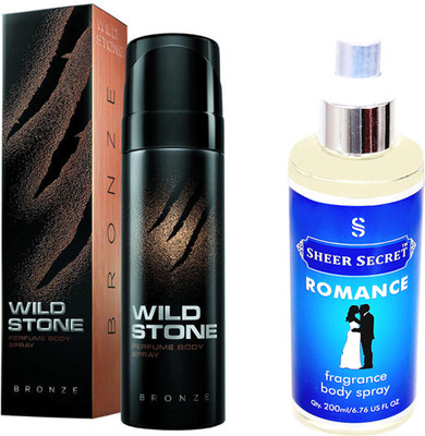 

Wild Stone BRONZE 120 ML with SHEER SECRET ROMANCE BODY MIST 200 ML(Set of 2)