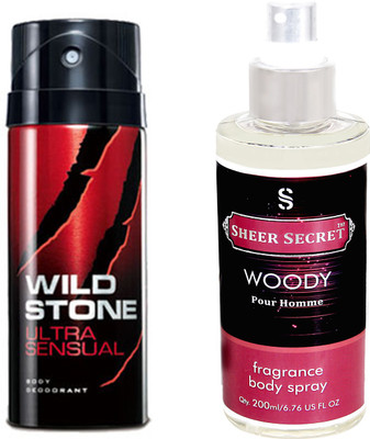 

Wild Stone ULTRA SENSUAL 150 ML with SHEER SECRET WOODY MEN BODY MIST 200 ML(Set of 2)