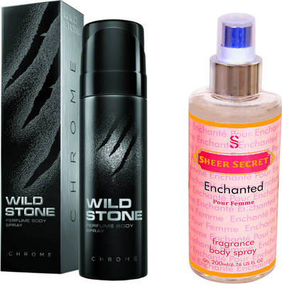 

Wild Stone CHROME 120 ML with SHEER SECRET ENCHANTED WOMEN BODY MIST 200 ML(Set of 2)