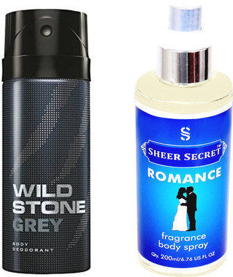 

Wild Stone GREY 150 ML with SHEER SECRET ROMANCE BODY MIST 200 ML(Set of 2)