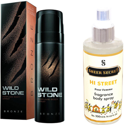 

Wild Stone BRONZE 120 ML with SHEER SECRET HI STREET WOMEN BODY MIST 200 ML(Set of 2)
