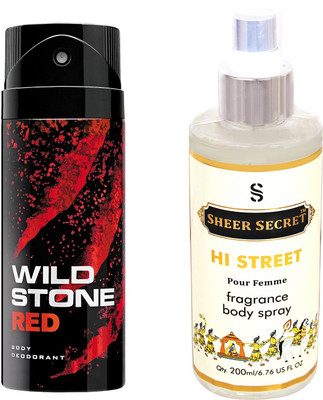

Wild Stone RED 150 ML with SHEER SECRET HI STREET WOMEN BODY MIST 200 ML(Set of 2)
