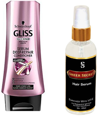 

Schwarzkopf DEEP REPAIR CONDITIONER 200ML with SHEER SECRET SERUM 100ML(Set of 2)