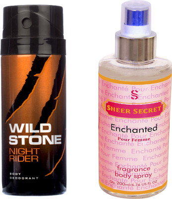 

Wild Stone NIGHT RIDER 150 ML with SHEER SECRET ENCHANTED WOMEN BODY MIST 200 ML(Set of 2)
