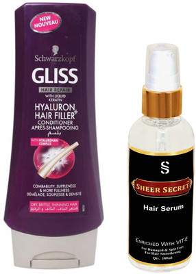 

Schwarzkopf HYALURON HAIR FILLER CONDITIONER 400ML with SHEER SECRET SERUM 100ML(Set of 2)