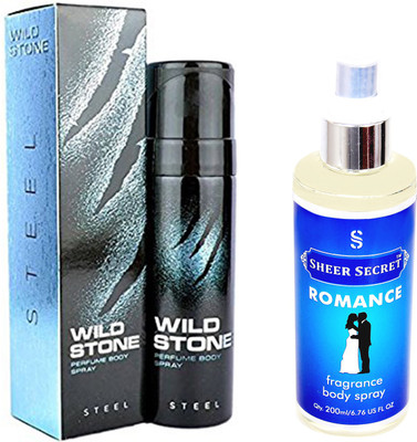 

Wild Stone STEEL 120 ML with SHEER SECRET ROMANCE BODY MIST 200 ML(Set of 2)