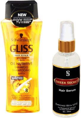 

Schwarzkopf OIL NUTRITIVE SHAMPOO 400ML with SHEER SECRET SERUM 100ML(Set of 2)