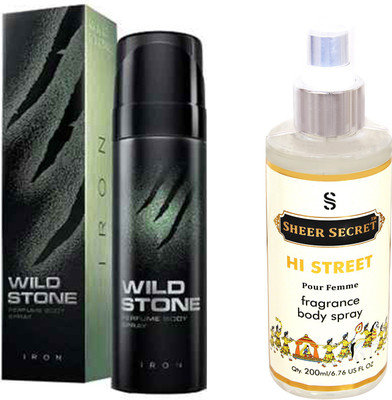 

Wild Stone IRON 120 ML with SHEER SECRET HI STREET WOMEN BODY MIST 200 ML(Set of 2)
