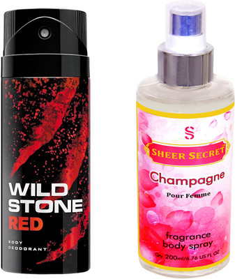 

Wild Stone RED 150 ML with SHEER SECRET CHAMPAGNE WOMEN BODY MIST 200 ML(Set of 2)