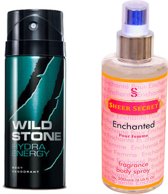

Wild Stone HYDRA 150 ML with SHEER SECRET ENCHANTED WOMEN BODY MIST 200 ML(Set of 2)