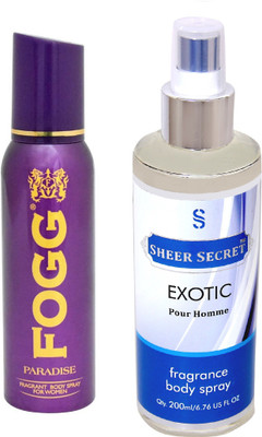 

Fogg PARADISE 150 ML with EXOTIC MEN BODY MIST 200 ML(Set of 2)