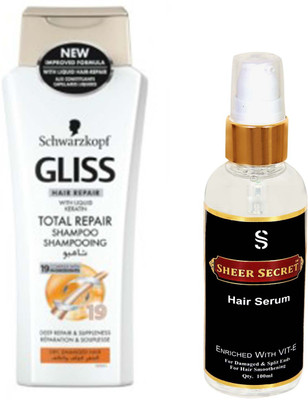 

Schwarzkopf TOTAL REPAIR SHAMPOO 400ML with SHEER SECRET SERUM 100ML(Set of 2)