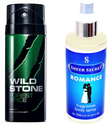 

Wild Stone FOREST 150 ML with SHEER SECRET ROMANCE BODY MIST 200 ML(Set of 2)
