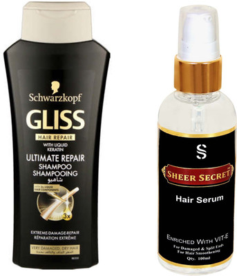 

Schwarzkopf ULTIMATE REPAIR SHAMPOO 250ML with SHEER SECRET SERUM 100ML(Set of 2)