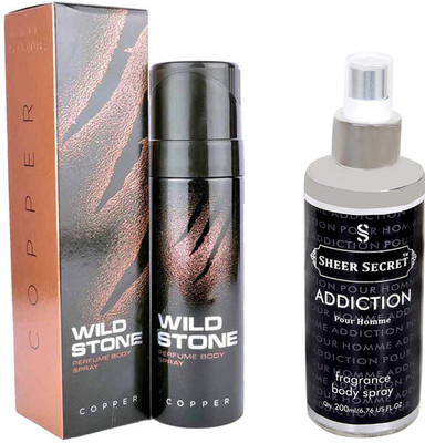 

Wild Stone COPPER 120 ML with SHEER SECRET ADDICTION MEN BODY MIST 200 ML(Set of 2)