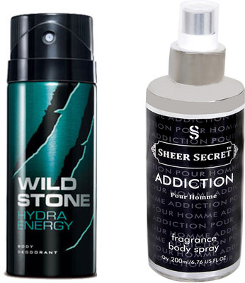 

Wild Stone HYDRA 150 ML with SHEER SECRET ADDICTION MEN BODY MIST 200 ML(Set of 2)