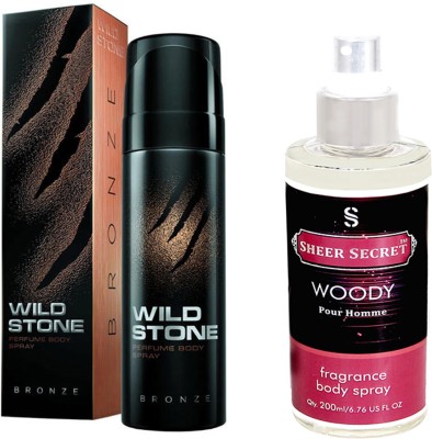 

Wild Stone BRONZE 120 ML with SHEER SECRET WOODY MEN BODY MIST 200 ML(Set of 2)