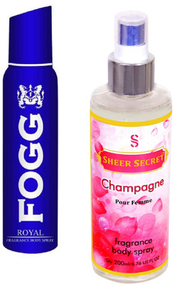 

Fogg ROYAL 150 ML with CHAMPAGNE WOMEN BODY MIST 200 ML(Set of 2)