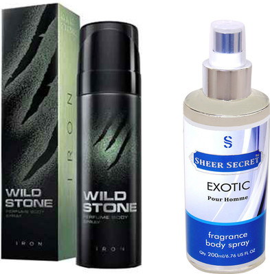 

Wild Stone IRON 120 ML with SHEER SECRET EXOTIC MEN BODY MIST 200 ML(Set of 2)