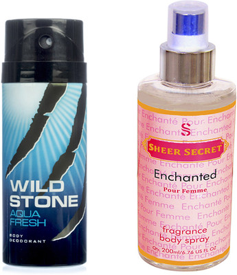 

Wild Stone AQUA 150 ML with SHEER SECRET ENCHANTED WOMEN BODY MIST 200 ML(Set of 2)