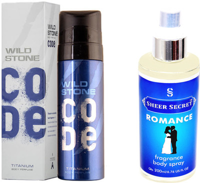 

Wild Stone CODE TITANIUM 120 ML with SHEER SECRET ROMANCE BODY MIST 200 ML(Set of 2)