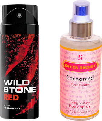 

Wild Stone RED 150 ML with SHEER SECRET ENCHANTED WOMEN BODY MIST 200 ML(Set of 2)