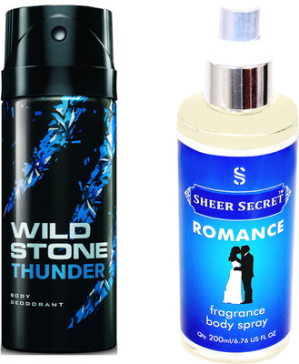 Wild Stone THUNDER 150 ML with SHEER SECRET ROMANCE BODY MIST 200 ML(Set of 2)